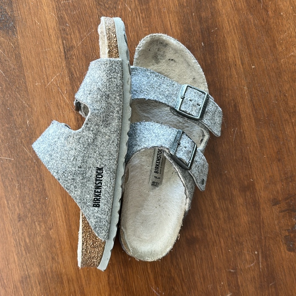 Birkenstock Arizona Wool Felt Shearling Sandals